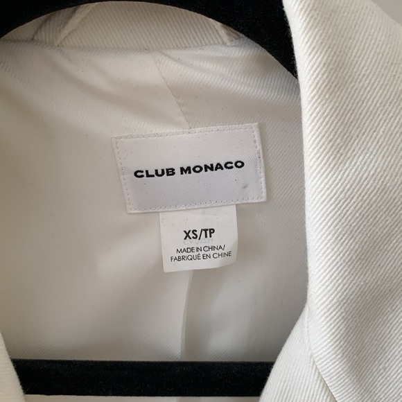 Club Monaco white bomber jacket with leather sleeves size XS - Picture 3 of 3